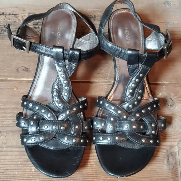 Enzo Angiolini studded black leather sandals - Picture 1 of 8